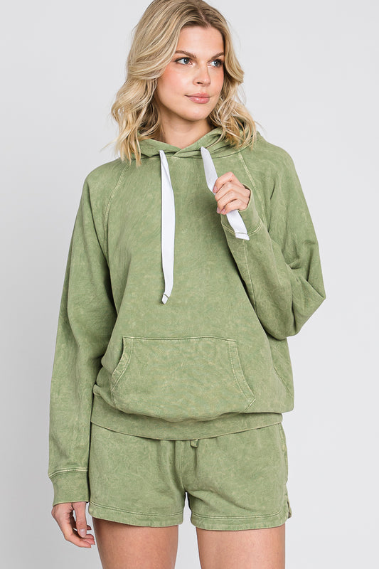 Mineral Wash French Terry Hoodie: USA Made Cotton Lounge Outfit