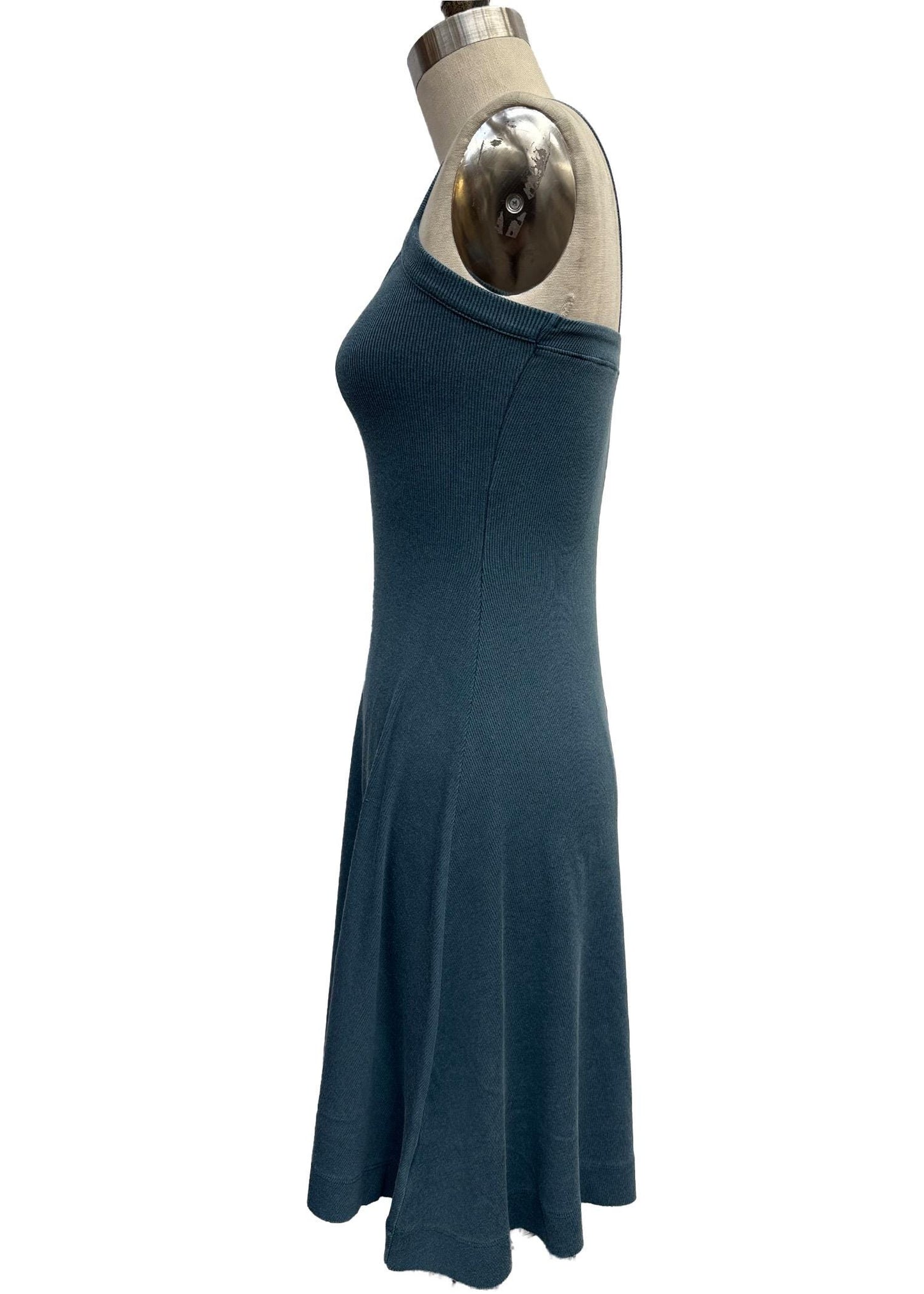 Ribbed Mini Tank Dress: Pigment Dye, Raw Edge Hem - Made in USA