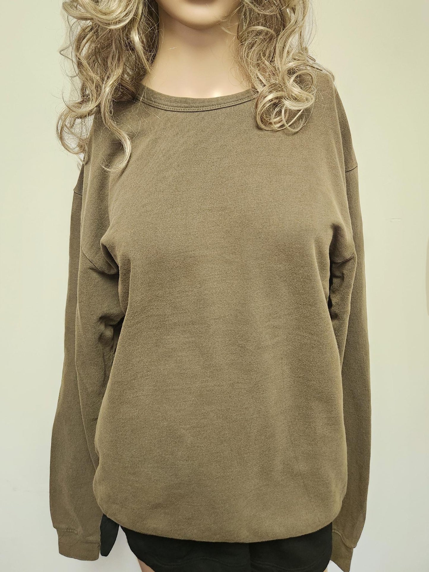 Pigment Dye Cozy Sweatshirt, Waist Band, Muted Colors, Free US Shipping - Made in USA