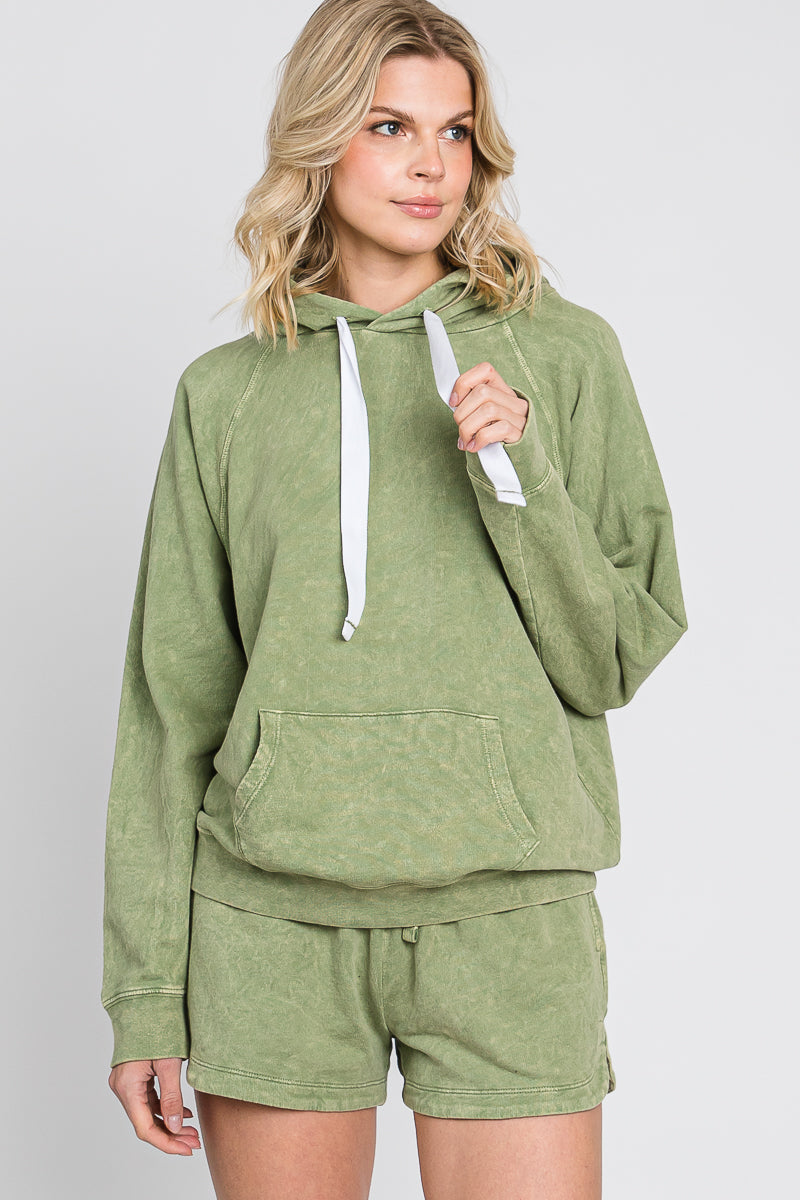 Mineral Wash French Terry Hoodie: USA Made Cotton Lounge Outfit