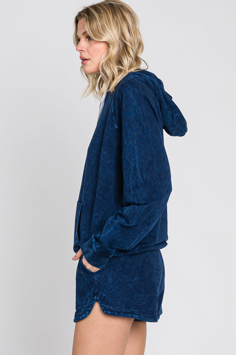 Mineral Wash French Terry Hoodie: USA Made Cotton Lounge Outfit