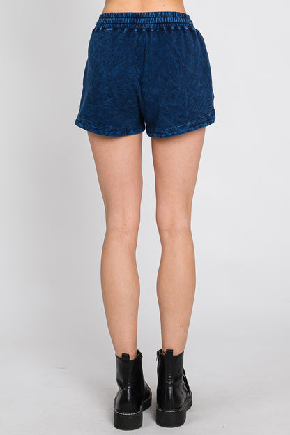 Cotton Lounge Shorts: Mineral Wash Drawstring, Above Knee - US Made