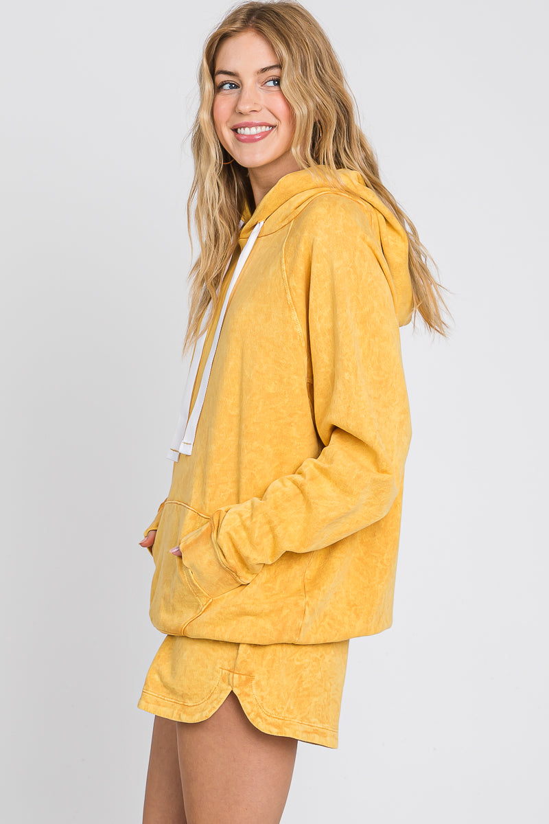 Mineral Wash French Terry Hoodie: USA Made Cotton Lounge Outfit