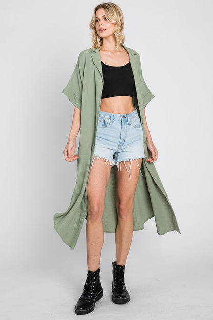 Organic Cotton Gauze Tunic: Oversized Long Shirt, Made in USA