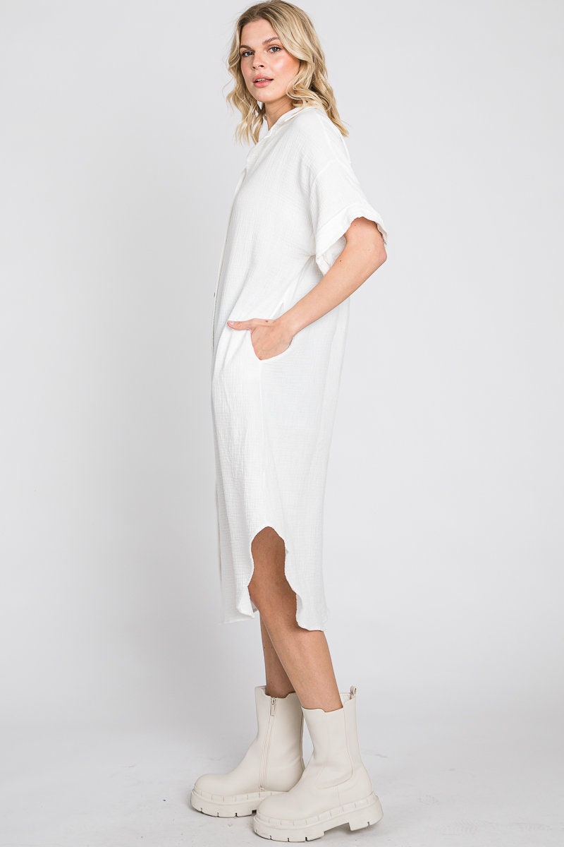 Organic Cotton Gauze Tunic: Oversized Long Shirt, Made in USA