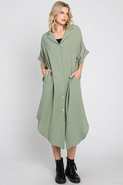 Organic Cotton Gauze Tunic: Oversized Long Shirt, Made in USA
