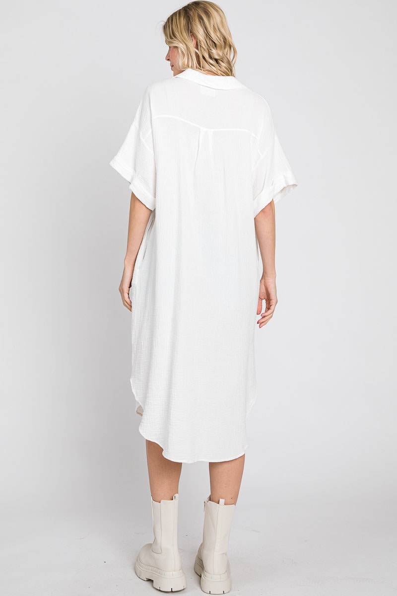 Organic Cotton Gauze Tunic: Oversized Long Shirt, Made in USA