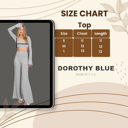 Ribbed Crop Top & Flared Pants Set - Women's Yoga Outfit - Made in USA