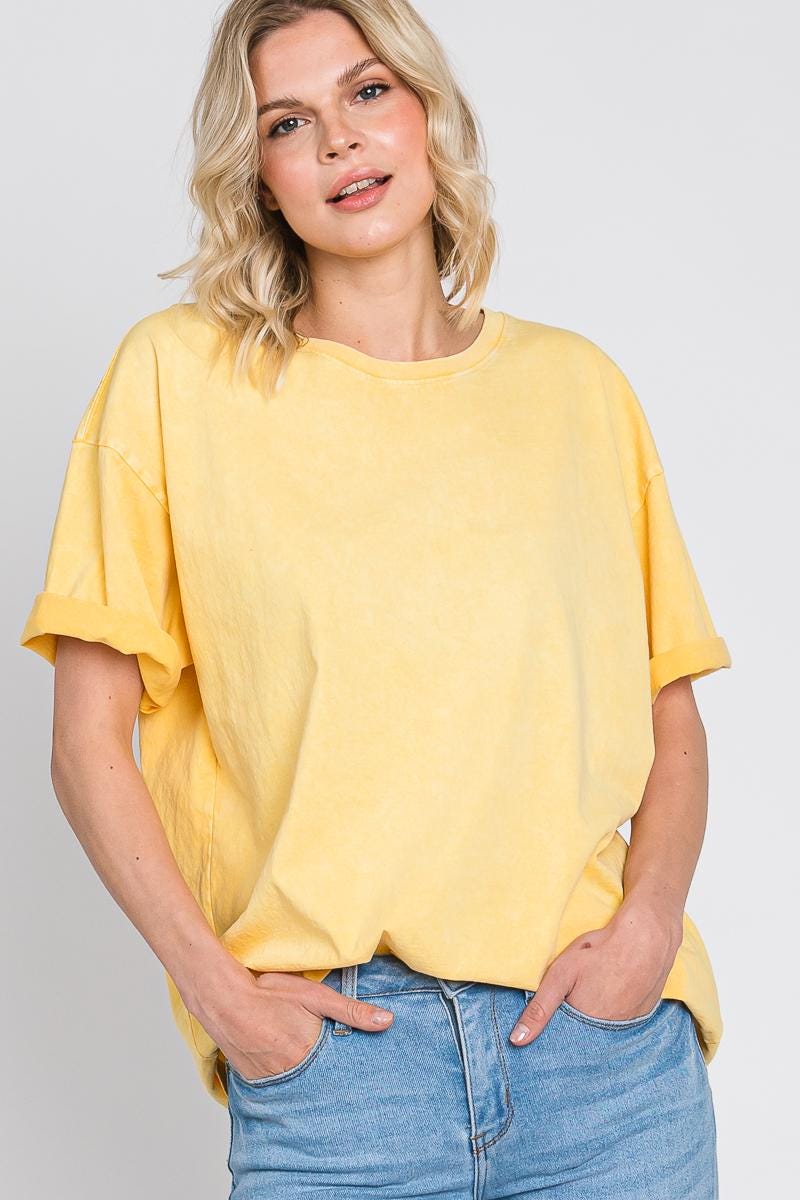 Mineral Wash Boyfriend T-Shirt: Soft Cotton Vintage Look