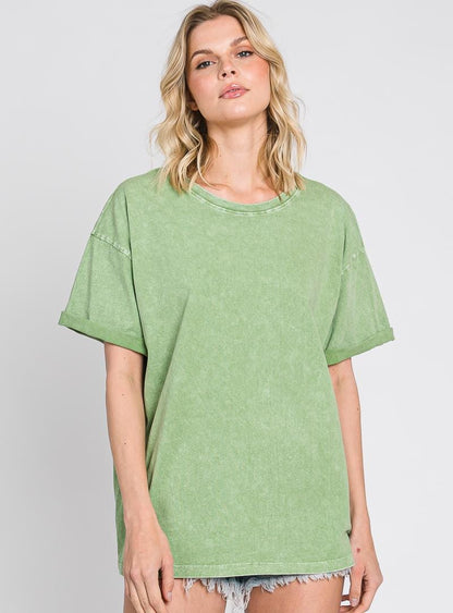 Mineral Wash Boyfriend T-Shirt: Soft Cotton Vintage Look