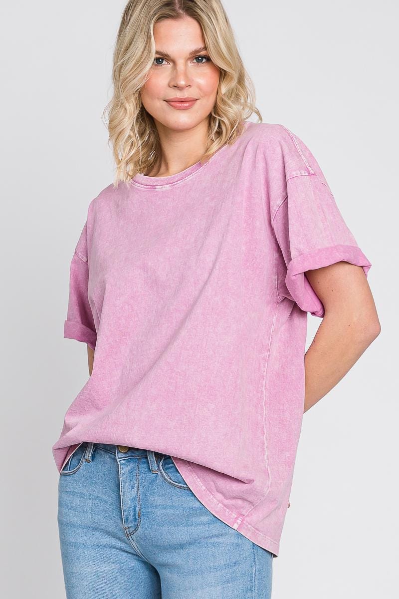Mineral Wash Boyfriend T-Shirt: Soft Cotton Vintage Look