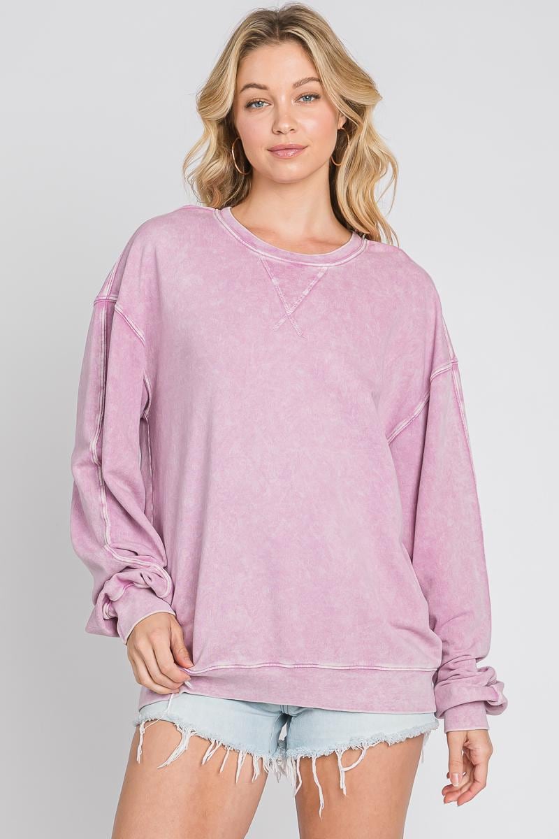 Oversized Mineral Wash French Terry Pullover - Made in USA