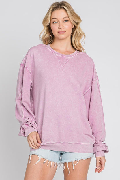 Oversized Mineral Wash French Terry Pullover - Made in USA
