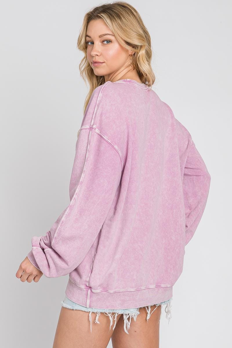 Oversized Mineral Wash French Terry Pullover - Made in USA