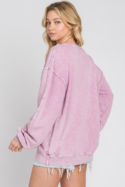 Oversized Mineral Wash French Terry Pullover - Made in USA