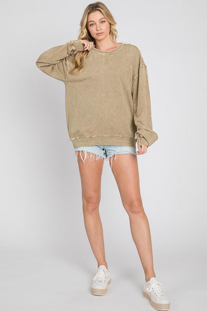Oversized Mineral Wash French Terry Pullover - Made in USA