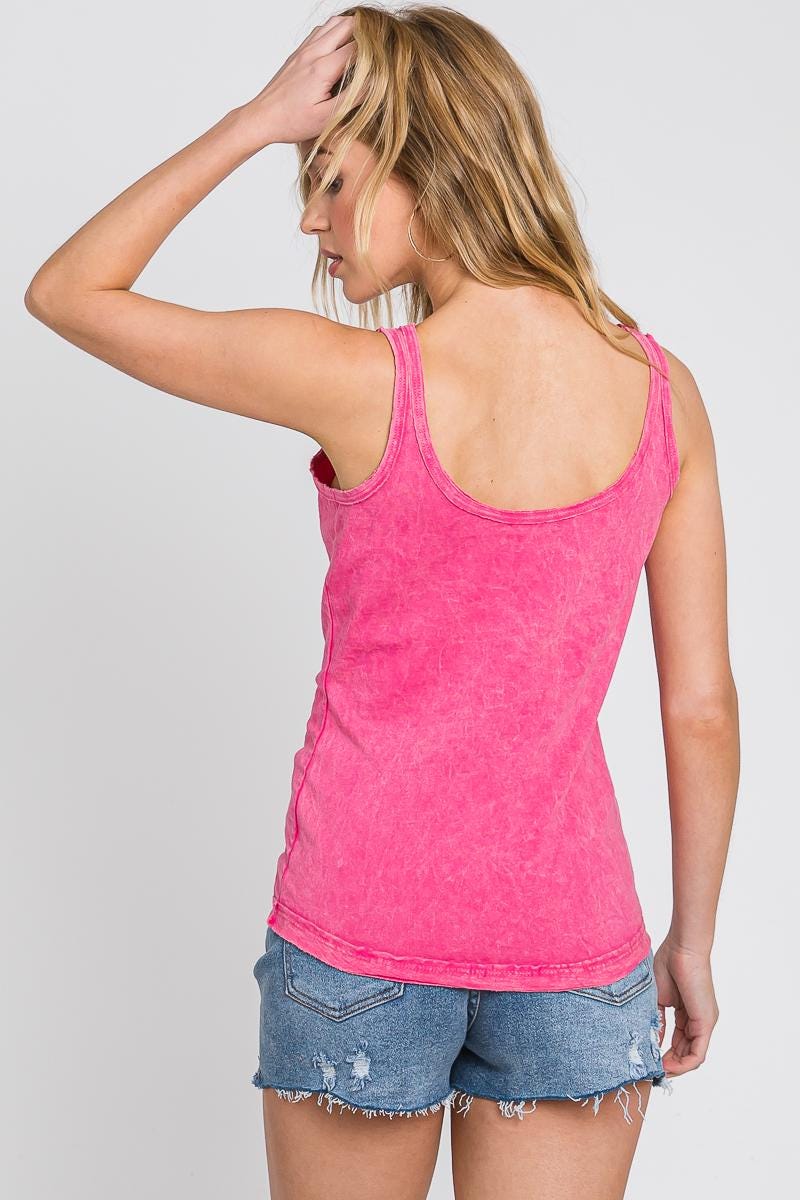 Mineral Wash Cotton Tank Top: Bright Summer Colors, Made in USA