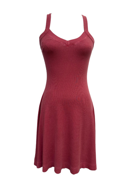 Ribbed Mini Tank Dress: Pigment Dye, Raw Edge Hem - Made in USA