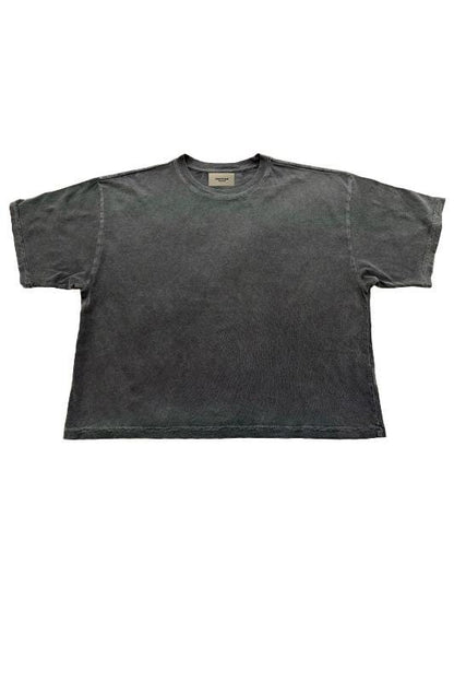Pigment Dye Vintage Feel Crop T-Shirt: Relaxed Grunge Cotton Tee - Made in USA
