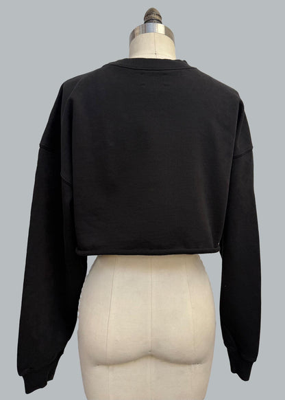 Sporty Crop Sweatshirt: Organic Cotton Long Sleeve, Made in USA
