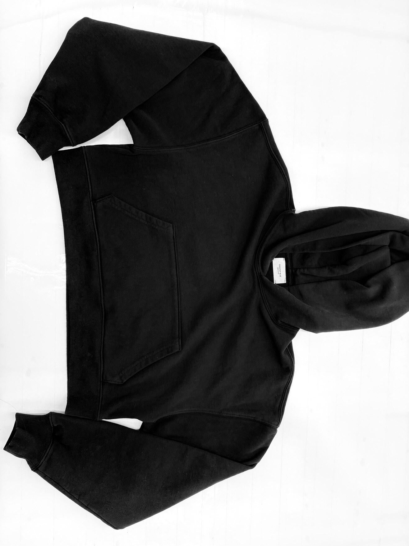 Cropped Hoodie: Heavyweight French Terry Cotton, Relaxed Fit - Made in USA