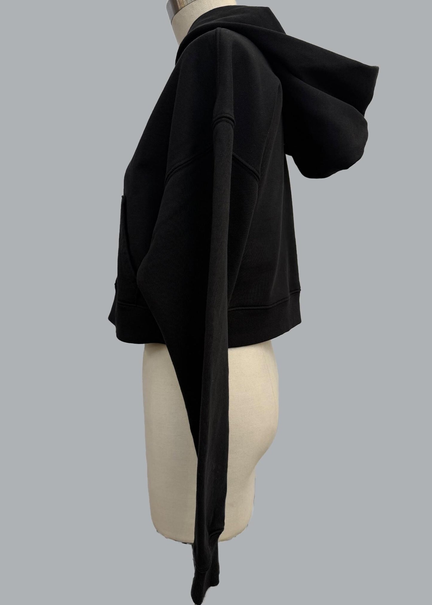 Cropped Hoodie: Heavyweight French Terry Cotton, Relaxed Fit - Made in USA