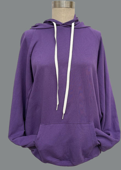 Garment Dye Oversized Cotton French Terry Hoodie: Lightweight Drawstring Sweatshirt
