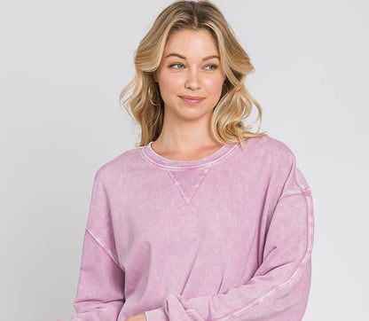 Oversized Mineral Wash French Terry Pullover - Made in USA
