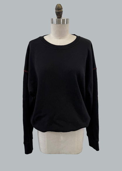 Oversized Garment Dye Sweatshirt: Red Stitched Cotton Fleece, Adjustable Waist - Made in USA