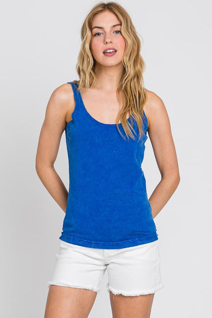 Mineral Wash Cotton Tank Top: Bright Summer Colors, Made in USA