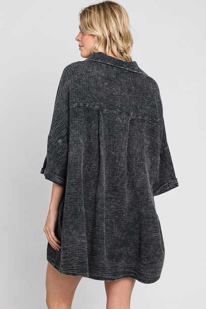 Oversized Cotton Button Down Top: Comfortable Spring Summer Coverup