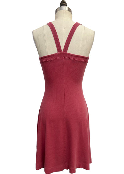 Ribbed Mini Tank Dress: Pigment Dye, Raw Edge Hem - Made in USA