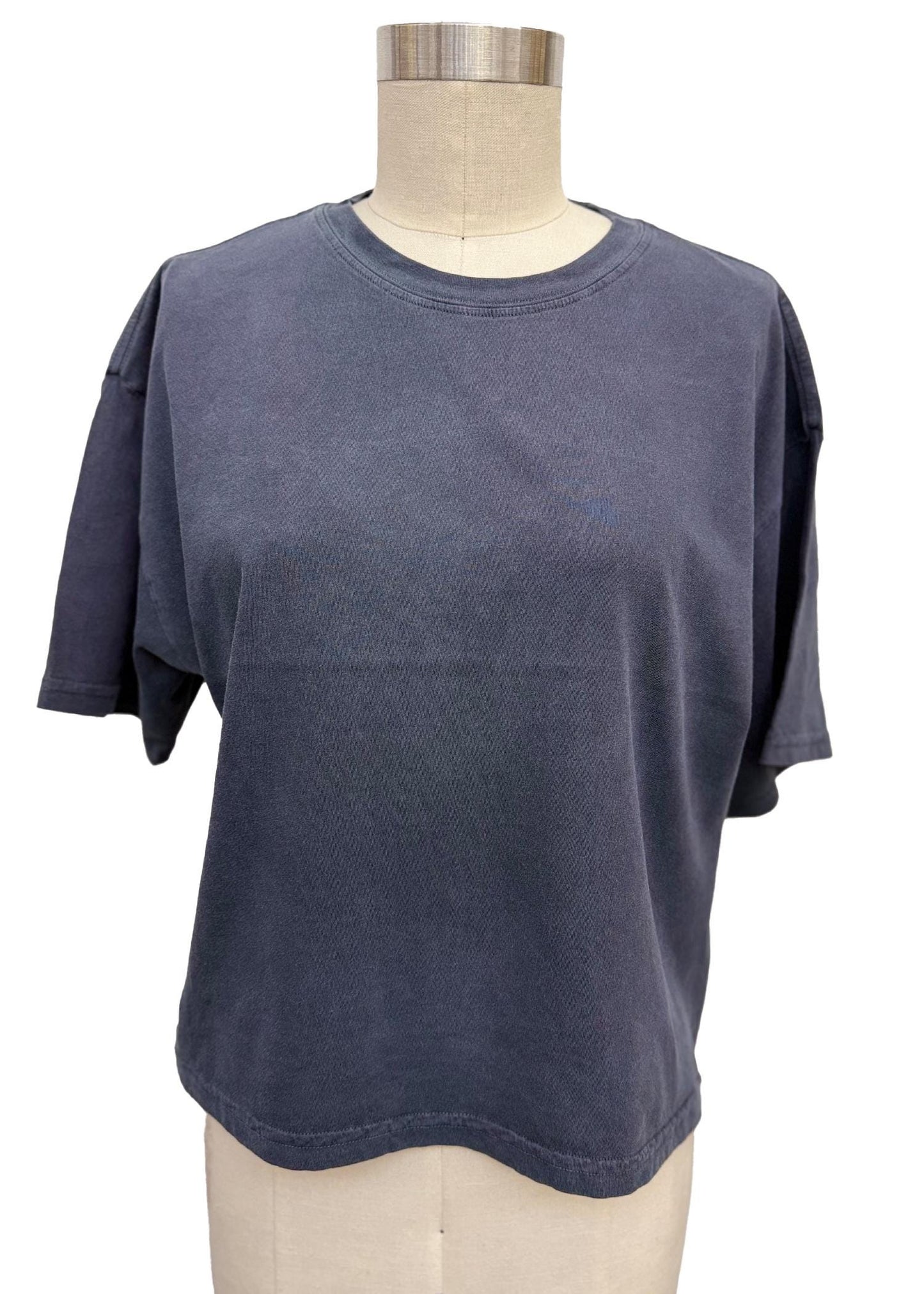 Pigment Dye Vintage Feel Crop T-Shirt: Relaxed Grunge Cotton Tee - Made in USA