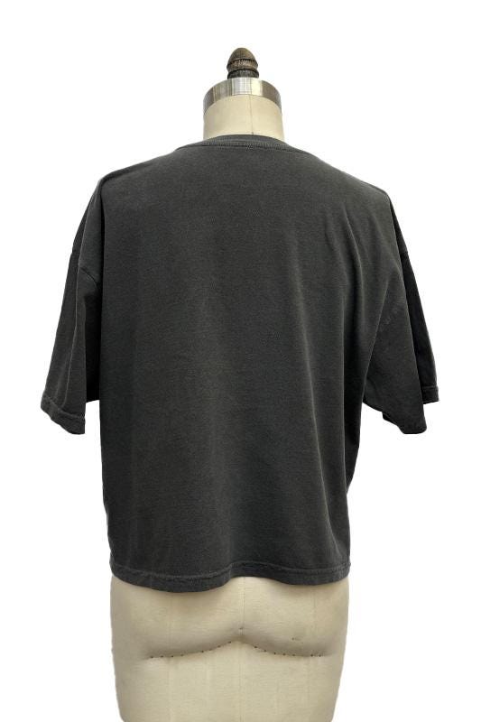 Pigment Dye Vintage Feel Crop T-Shirt: Relaxed Grunge Cotton Tee - Made in USA