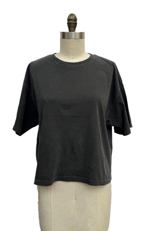 Pigment Dye Vintage Feel Crop T-Shirt: Relaxed Grunge Cotton Tee - Made in USA