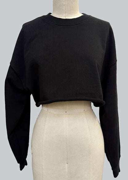 Sporty Crop Sweatshirt: Organic Cotton Long Sleeve, Made in USA