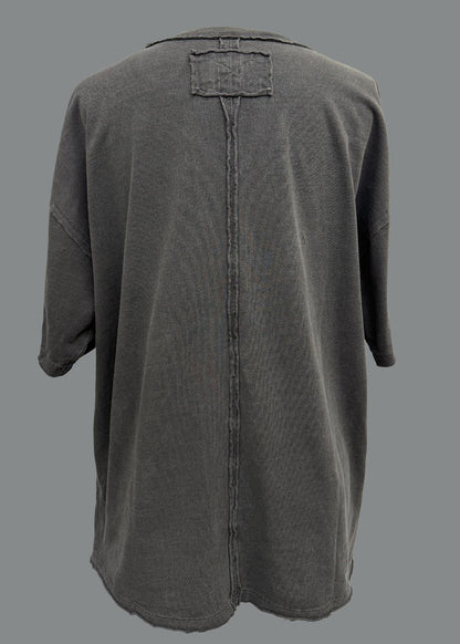 Oversized Cotton Pocket T-Shirt: Muted Grunge Streetwear