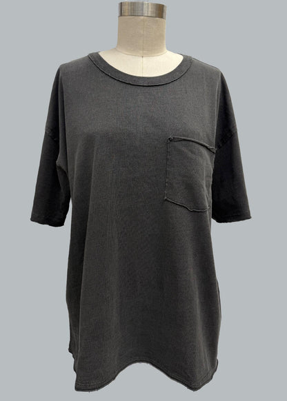 Oversized Cotton Pocket T-Shirt: Muted Grunge Streetwear