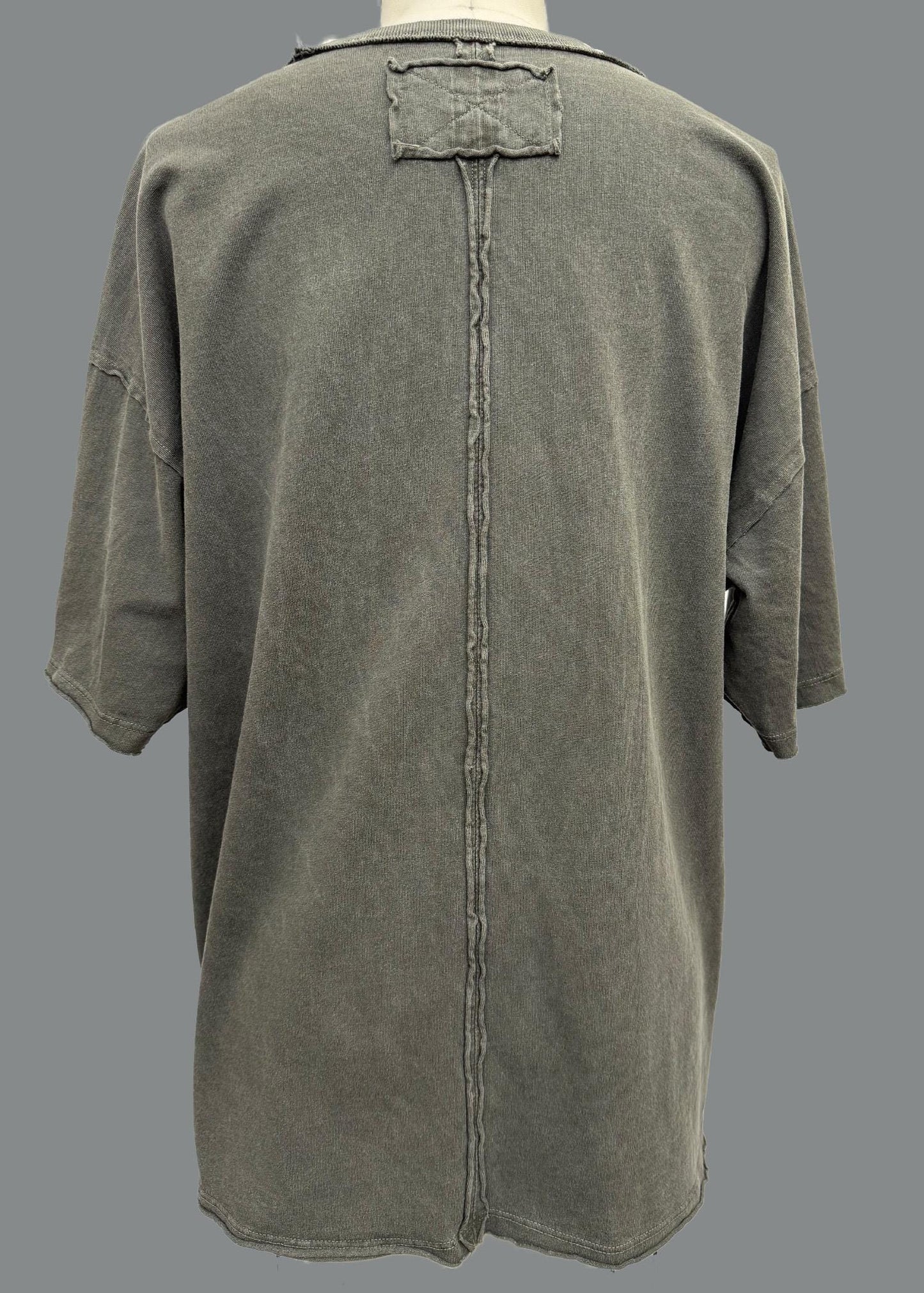 Oversized Cotton Pocket T-Shirt: Muted Grunge Streetwear