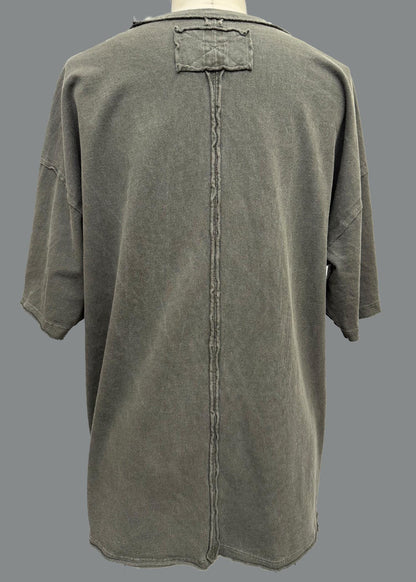 Oversized Cotton Pocket T-Shirt: Muted Grunge Streetwear