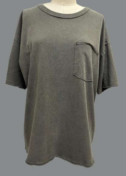 Oversized Cotton Pocket T-Shirt: Muted Grunge Streetwear