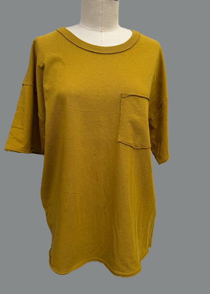 Oversized Cotton Pocket T-Shirt: Muted Grunge Streetwear