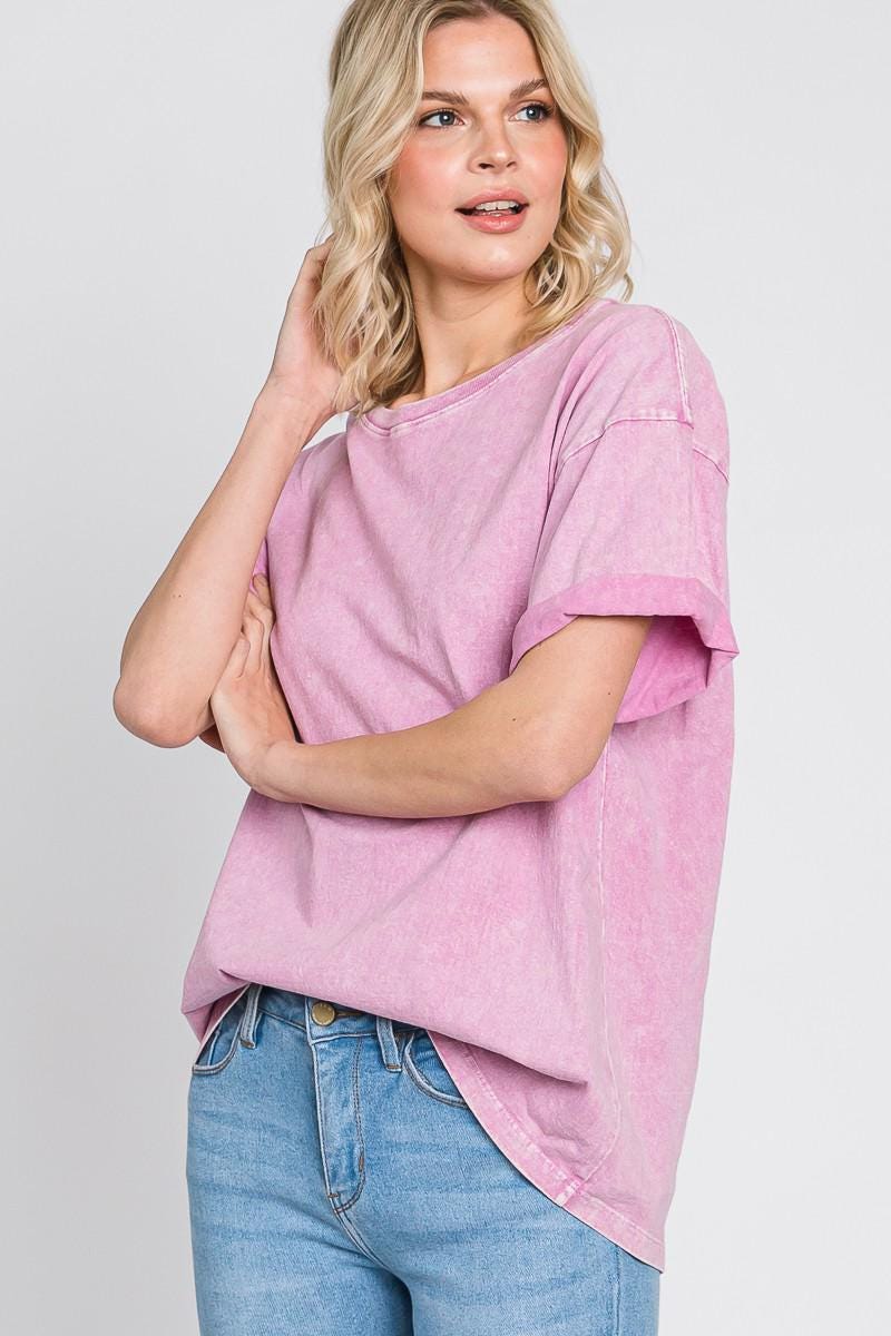 Mineral Wash Boyfriend T-Shirt: Soft Cotton Vintage Look