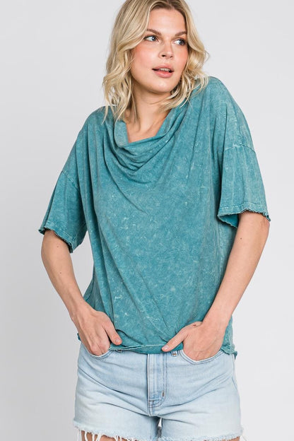 Cowl Neck Top: Lightweight Cotton Slub, Made in USA