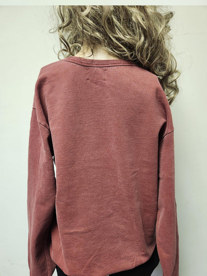 Pigment Dye Cozy Sweatshirt, Waist Band, Muted Colors, Free US Shipping - Made in USA