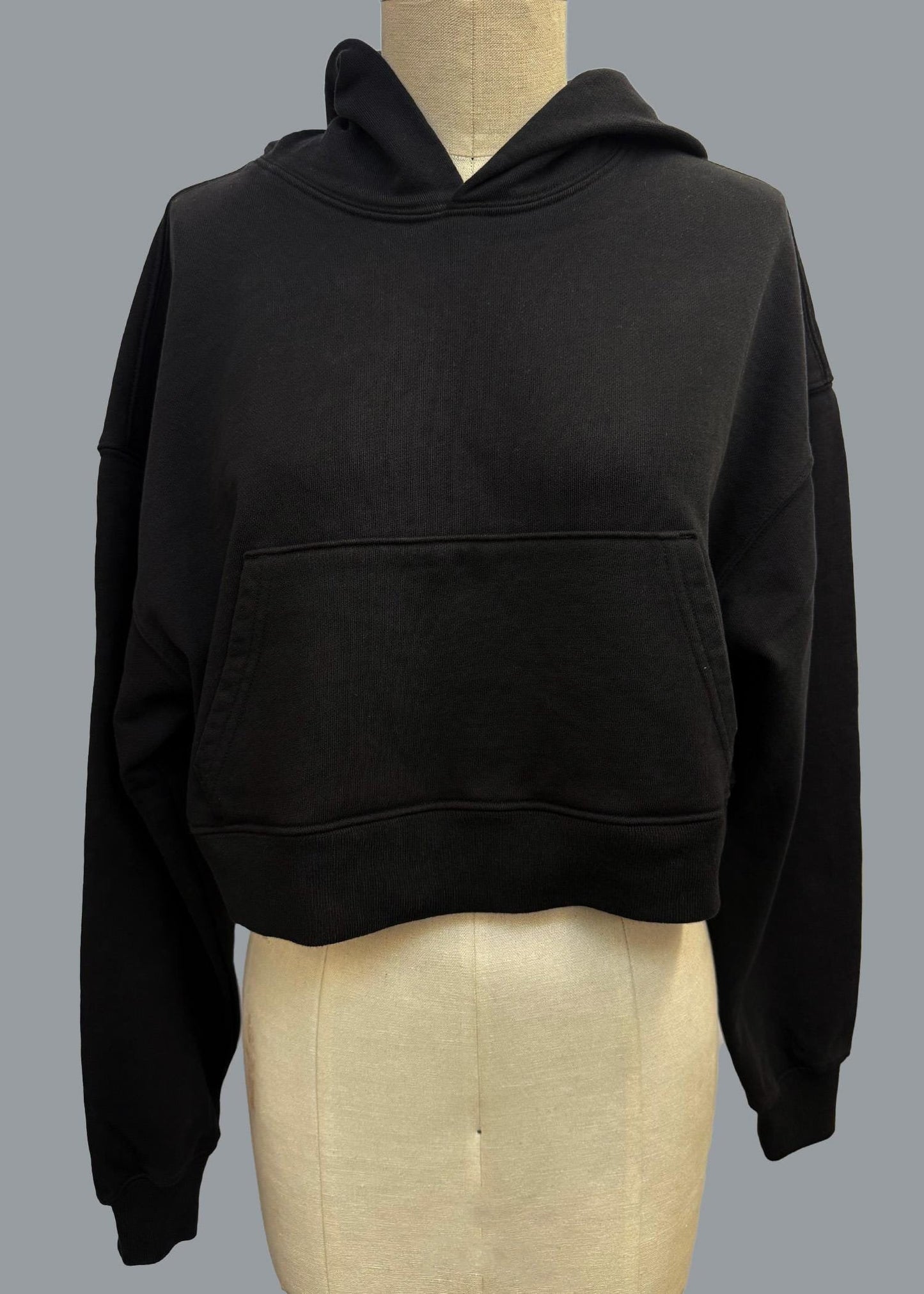 Cropped Hoodie: Heavyweight French Terry Cotton, Relaxed Fit - Made in USA