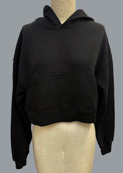 Cropped Hoodie: Heavyweight French Terry Cotton, Relaxed Fit - Made in USA
