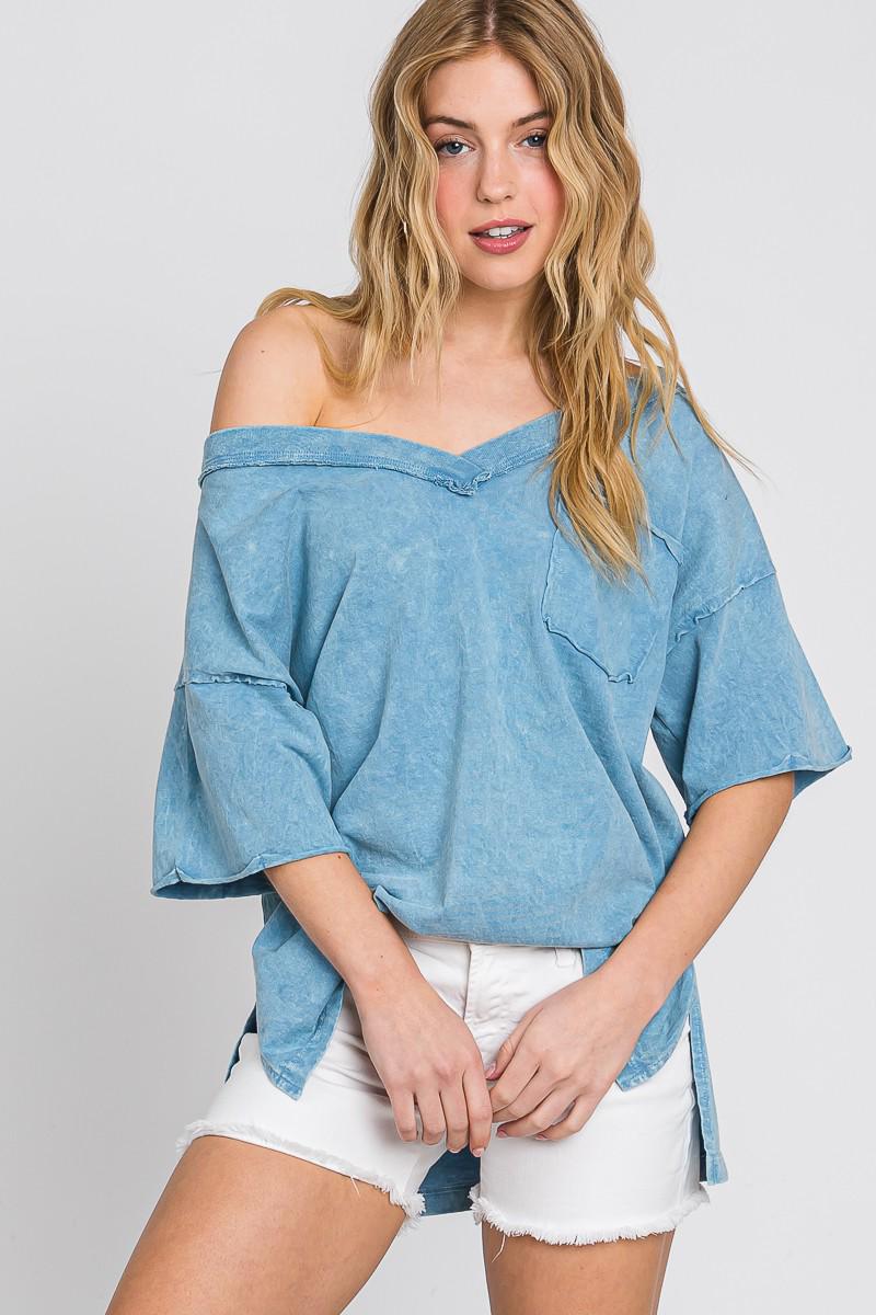 Boho V-Neck Women's Tee, Oversized/Slouchy Fit - Made in USA