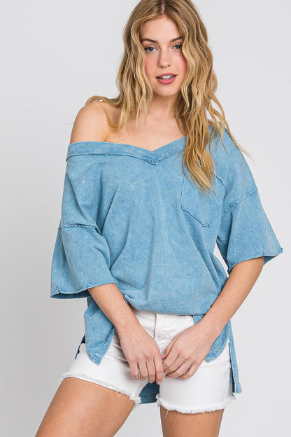 Boho V-Neck Women's Tee, Oversized/Slouchy Fit - Made in USA