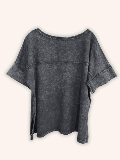 Oversized V-Neck Tee Mineral Wash - Made in USA